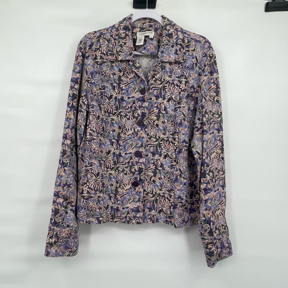 Cold water creek purple floral linen blend jacket